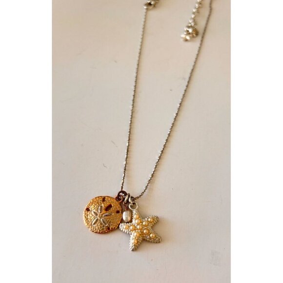 Brighton Silver Gold Two Tone Sea Dreamer Starfish Shell Pearl Charm Necklace - Picture 2 of 5